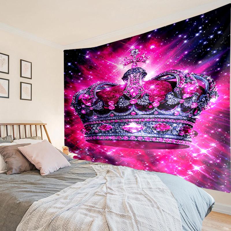 Pink Crown Sparkle Majesty Tapestry, Unique Design Tapestry, Wall Decor for Bedroom,Livingroom, Playroom,Heartwarming Fan Holiday Gifts