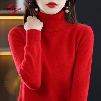 Dames Trui 100% Wol Coltrui MODERN NIEUW SAGA Gebreide Trui Winter Truien Vrouwelijke Gebreide Tops Lange Mouw