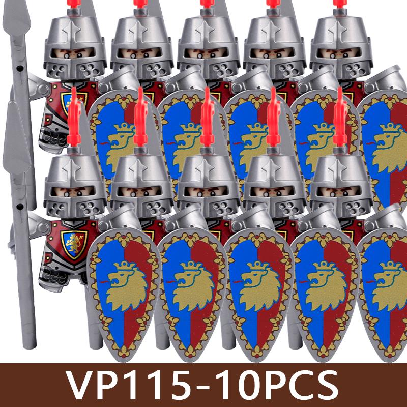 Medeltida Slottssoldat Figurer Byggklossar Militär Armé Riddare Romersk Krigare Infanteri Milis Orcher Tillbehör Klossar Leksaker