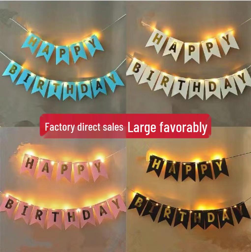 Happy Birthday Fishtail Flag Banner with Hot Stamping for Party Decoration