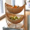Bamboo Tiered Hanging Basket with Flower Fruit Plate Set