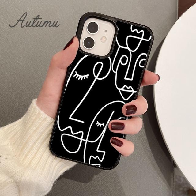 Funny Face Abstract Cartoon Art Phone Case for iPhone 11 12 13 14 Pro Max Mini XR XS SE 2020 6S 7 8 Plus Samsung Galaxy S21 S22