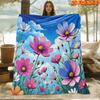 1pc 2D Flat Printing Spring & Summer New Arrival Blue Sky White Clouds Colorful Gesang Flower Sea Theme Digital Printing Blanket, Blanket, Soft And Co