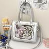 New PU Luxury Large Ita Bag with Insert Women High Quality Big Clear Window Shoulder Bag Anime Pin Display Girl Bow Handbags
