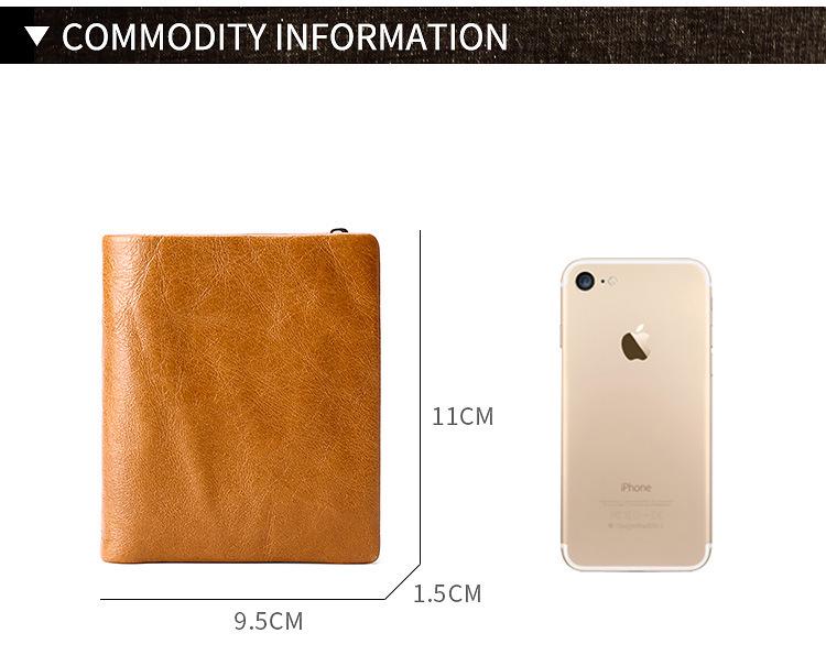 Trifold Retro RFID Leather Wallet for Men - Short Anti-Theft with Multiple Card Slots