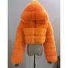 Women's Cropped Hooded Faux Fur Coat, Fluffy Warm Winter Short Jacket, Fashion Furry Outerwear