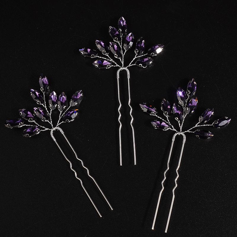 13Colors Fashion Rhinestone Bridal Hairpins 3PCS Headpiece for Wedding Hair Accessories Handmade Vintage Party Tiaras Headdress