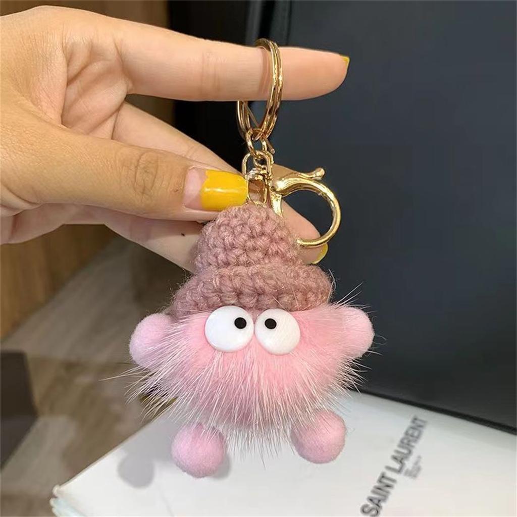 Faux Mink Briquette Bag Charm, Cute Plush Backpack Pendant, Cartoon Doll Gift, Car Keychain