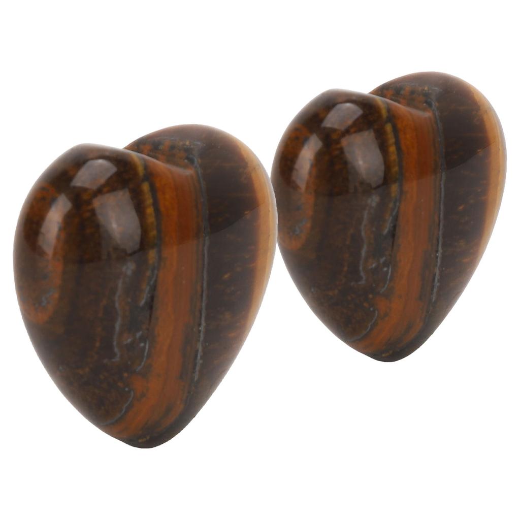 2pcs Tigerite Stone Heart Shape Shiny Gloss Exquisite Smooth Decorative Stone for Rockery Flower Pots Fish Tank 3cm