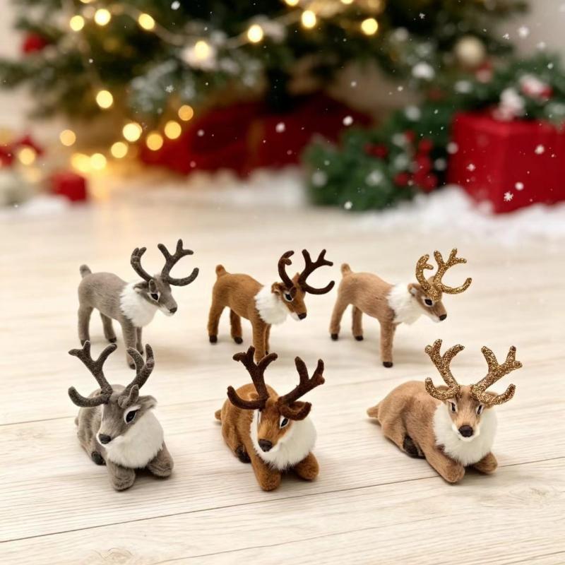 1 Stück Simulierte Tiere Sikahirsch Weihnachtsgeschenke Hirsch Elch Weihnachts Hirsch Dekorationen Plüschtier Weihnachts Rentier Ornament