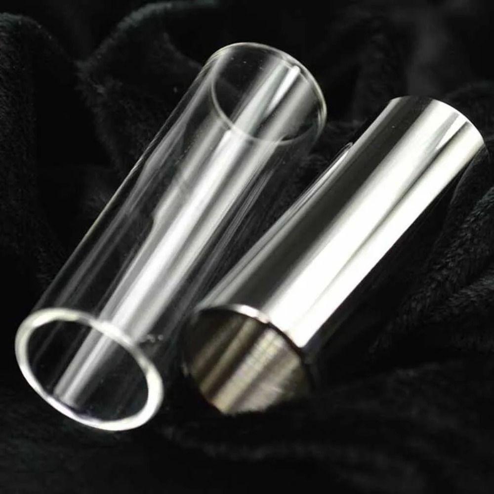 2 Pièces 60mm de Longueur Tube pour Médiators de Guitare Glissières en Verre pour Doigts de Guitare Set de Barreaux Coulissants Métalliques pour Guitare Guitariste