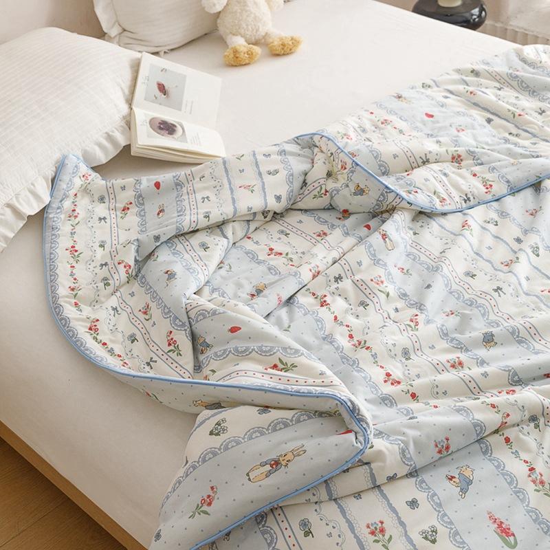 Class a Knitted Cotton Soybean Fiber Cartoon Ins Style Girl Heart Summer Cool Quilt Machine Washable