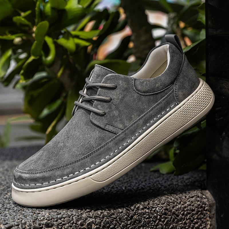 Hot Sale Mens Suede Leather Casual Shoes Soft Sole Lace-up Oxford Shoes Leisure Walk Male Sneakers Lightweight Driving Footwear