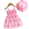 0-3 Years Old Girl Fashion Princess Two-piece Summer Children's Cute Butterfly-printed Dress And Hat