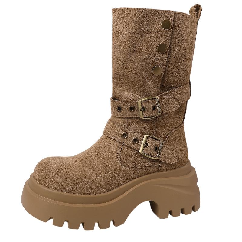 Retro thick-soled heightened two-wear women's Martin boots autumn and winter fashion versatile belt buckle new fashion boots short boots