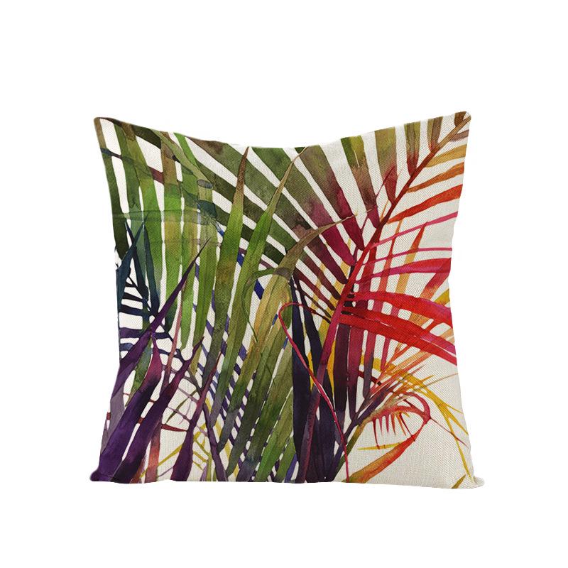 Tropical Green Leaf Linen Pillowcase - Nordic Style Sofa Cushion Cover