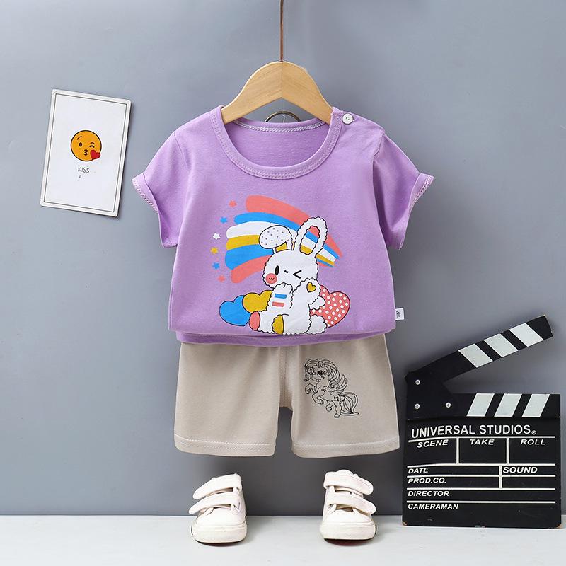 Korean Style Summer Cotton Outfit: Boys' Shorts and Girls' Short-Sleeve Set