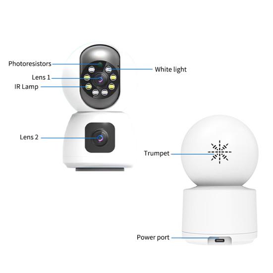 1080P HD-compatible Dual-camera Remote Monitor Intercom Two-way Voice Surveillance Cameras