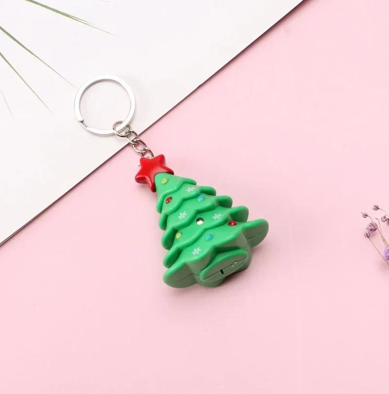 Santa Claus Christmas Snowman Christmas Tree LED Sounding Luminous Keychain Pendant Christmas Creative Gifts Holiday Souvenir