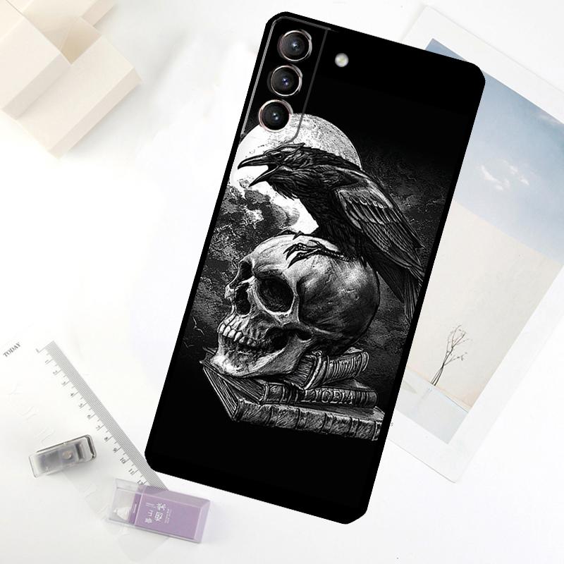 Custodia per Telefono Teschio Corvo Fiore Per Samsung Galaxy S20 FE S21 S22 S23 S24 S25 S26 Ultra S10 S25 Plus S25 FE Cover