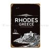 A Vintage Travel Art Of Rhodes Greece Metal Plaque Poster Cinema Customize Pub Living Room Wall Mural Tin Sign Poster