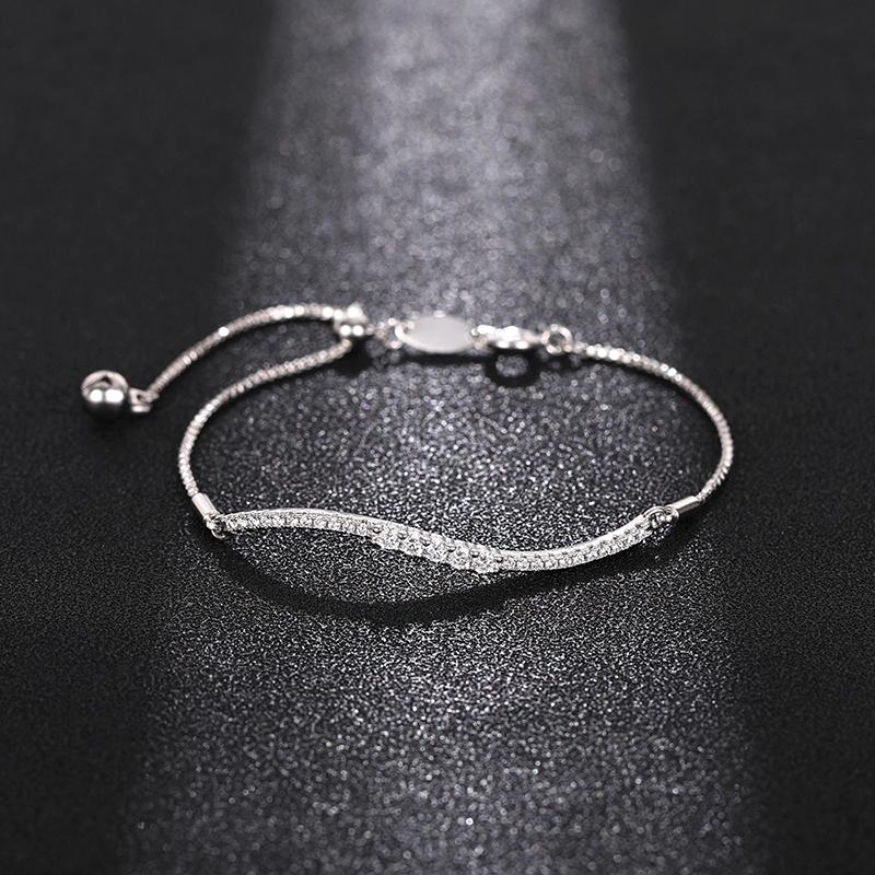 

CAOSHI Delicate Adjustable Bracelet for Women Two Color Available Cubic Zirconia Daily Wearable Jewelry Shiny Party Accessories 19cm