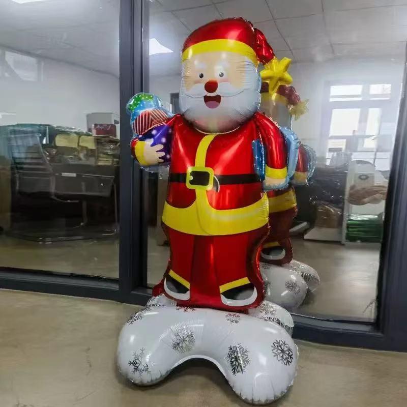 1Pcs Santa Claus Snowman Navidad Large Standing Balloon Year Gingerbread Man Standing Christmas Foil Balloons Party Supplies