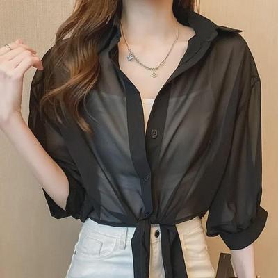 Haut de protection solaire en mousseline pour femme, avec jupe, veste et cardigan, châle, été 2025