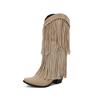 Autumn and winter new ebay supply fringed  boots size small square head solid color versatile high heel medium boots