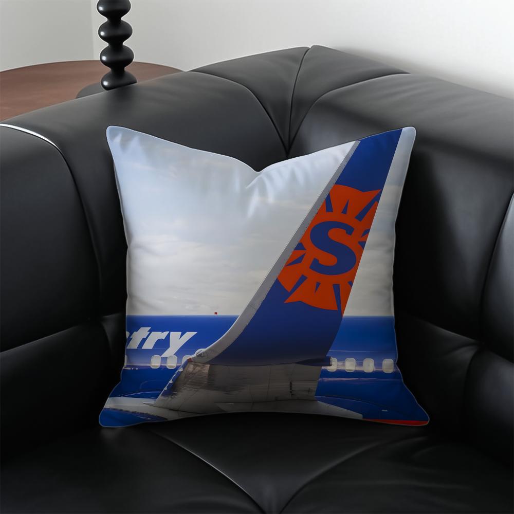 Lässiges Business-Sonnenschein-Landesfluglinien-Logo Kissenbezug Kissenhülle Staubmilbenfrei Versteckter Reißverschluss Seidiger Plüschkissen