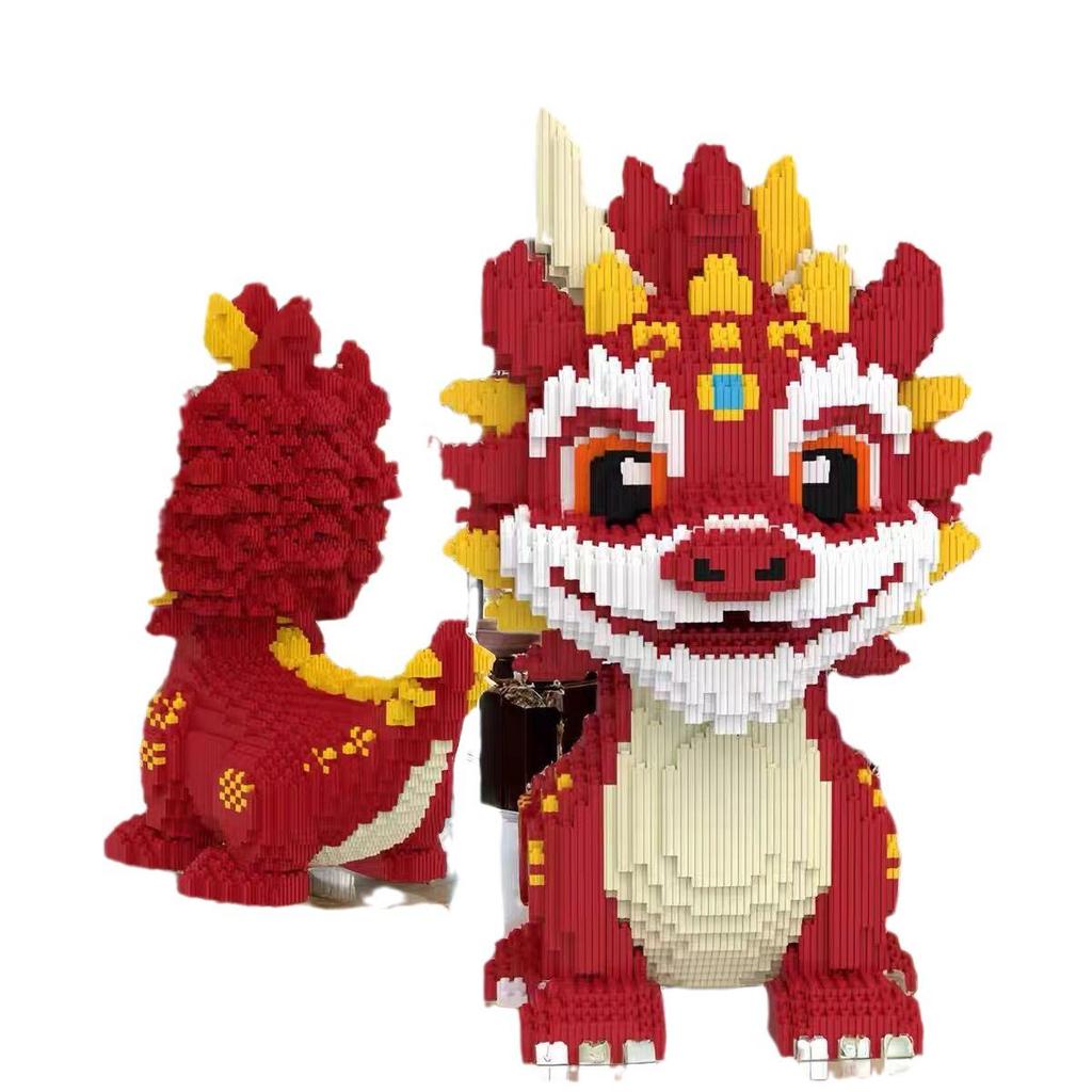 Year of the Dragon: Chinese-Styled Unicorn Dragon Building Blocks - Educational Puzzle Toy for Kids