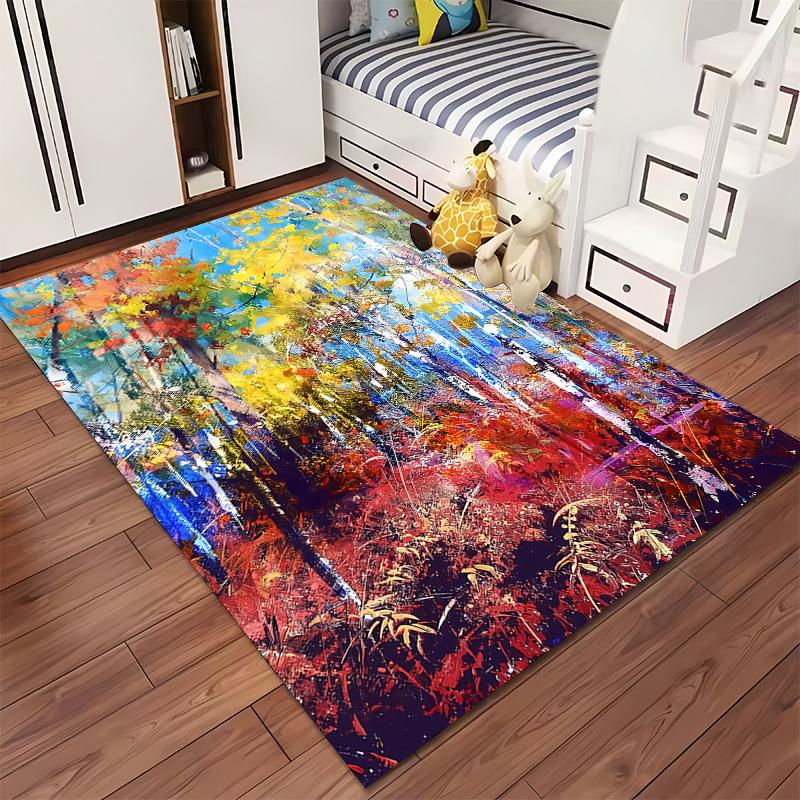 Colorful Abstract Forest Pattern Carpet with Vibrant Artistic Design Suitable for use as an anti-slip for living room bedroom sofas