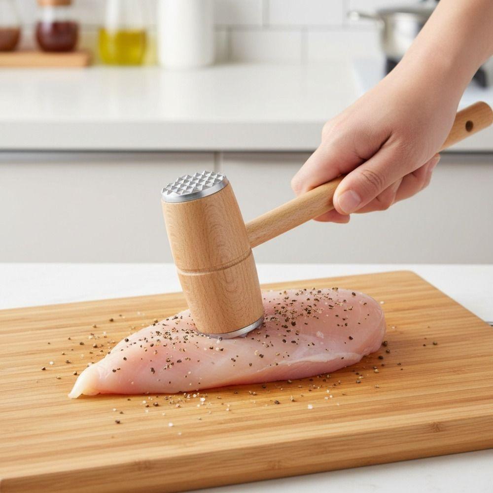 Metal Head Double Sided Meat Tenderizer Hammer Non-slip Handle Meat Hammer Meat Tender Steak