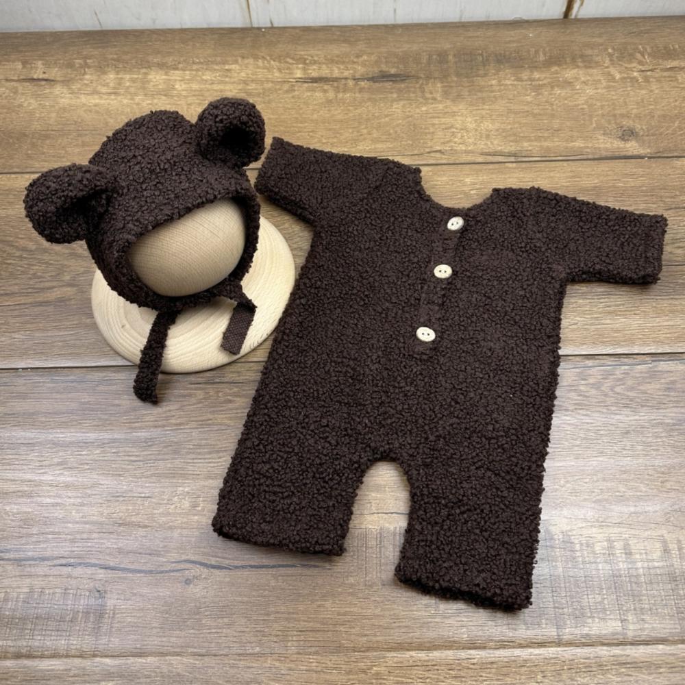 With Hat Newborn Photo Prop Outfit Bear Design Photography Outfit Set  for Newborn