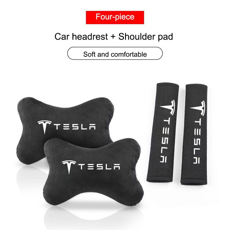 New Fashion Car Seat Belt Protection Shoulder Pad Headrest Neck Pillow For Tesla Model 3 Model S Model Y Model X Roadster SpaceX