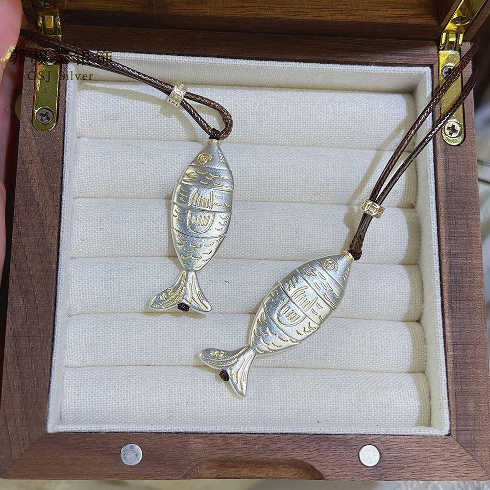 Verstellbare Fisch-Anhänger-Halskette Lederband Boho-Halskette Schmuckzubehör