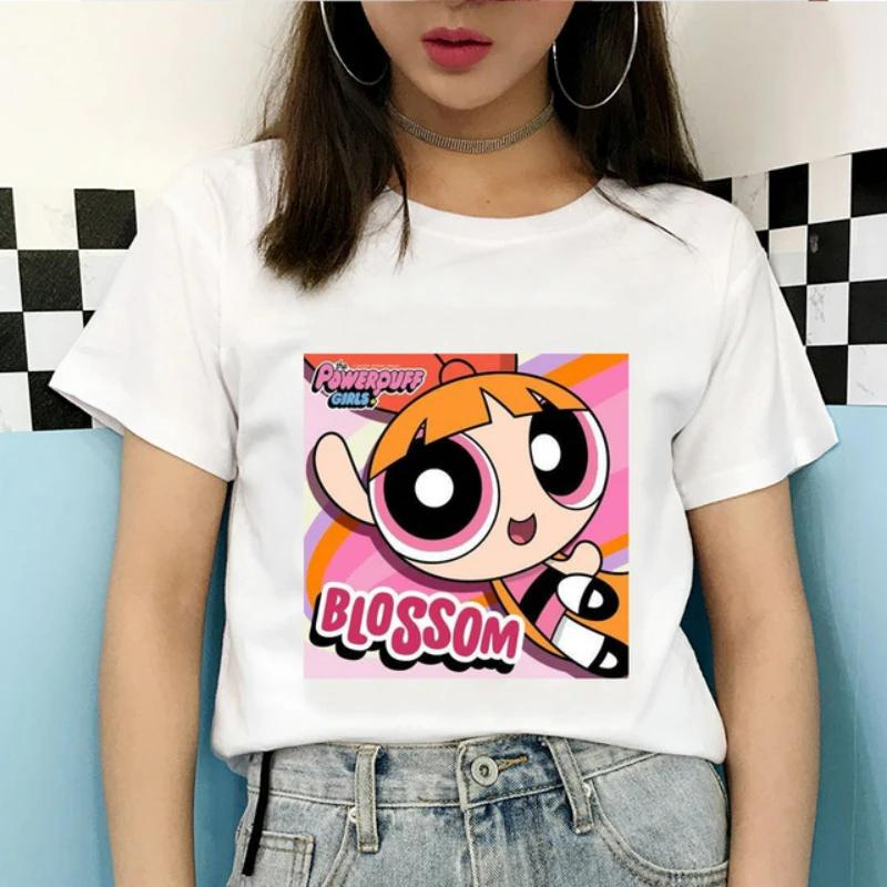 Kawaii The Powerpuff Girls Cartoon Graphic T Shirts Shirt Gift Tshirt Men Women Unisex Tee Short Sleeve Clothes Summer Y2k Tops