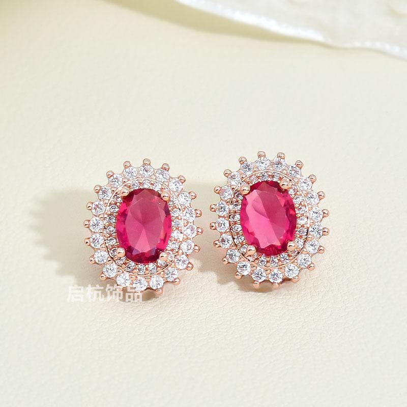 Ruby Necklace Women'S High-End Luxury Trend Court Style Slightly Inlaid Zircon Pendant Collarbone Chain