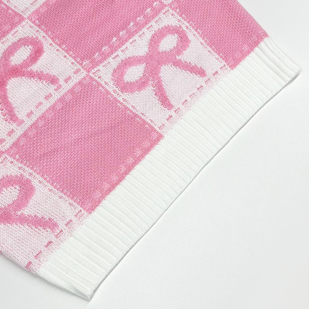 Herbst und Winter Neuer Süßer Weihnachtspullover mit rosa Schleife Gestrickt Lockeres Oberteil Damenbekleidung