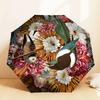 1pc Floral Birds Automatic Folding Umbrella, Heavy Duty 8 Rib Iron Frame,  Suitable for Travel, Daily Use, Birthday, Decor Gift M0104037