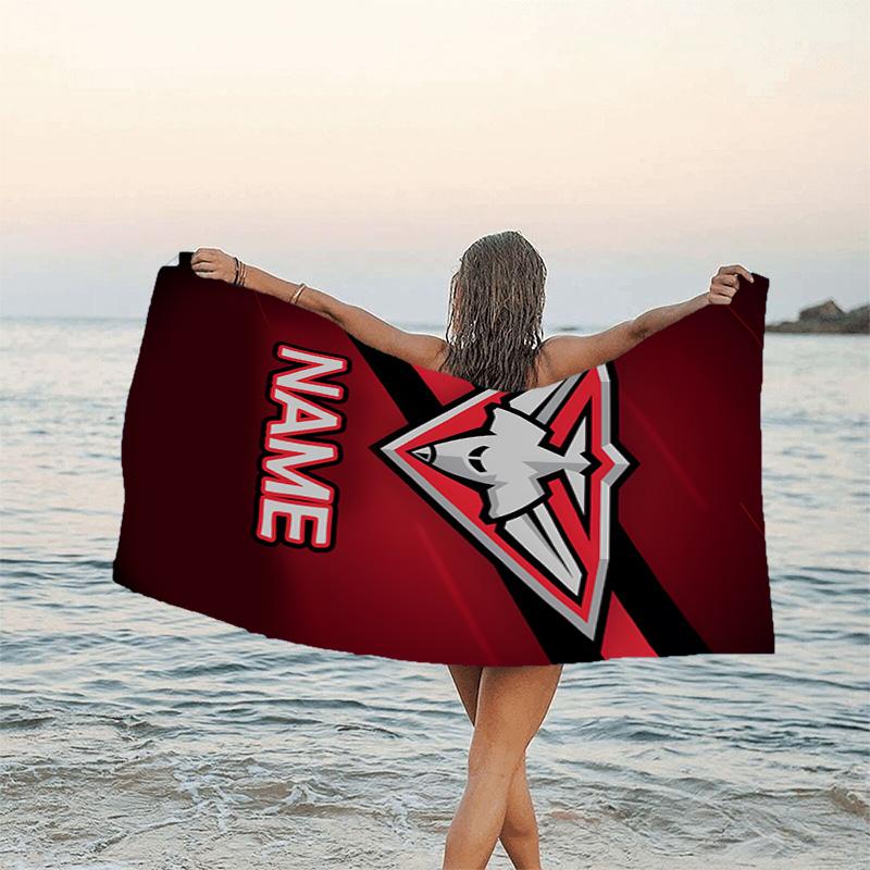1pc Football20 Beach Towel with Custom Name, Beach/Swimming/Bath/Picnic/Camping Towel, Suitable for Seaside Beaches