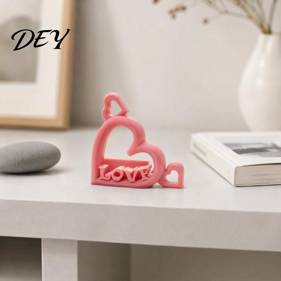Valentine Day Gift for Couples Heart Photo Stand with Embossed LOVE Letters, 3D Printed Vertical Slot Wedding Sign In Table Decoration Picture Holder,