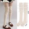 Lolita Long Socks Women Bandage Ribbon Bow Sweet Girls Kawaii Cute Over Knee Socks Ballet Style Solid Color Black White Socks