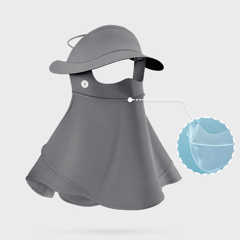 Summer Women Anti-UV Sun Hat Outdoor Activity Sport Face Cover Headwear Double Layer Breathable Riding Hat Skeleton Support Bucket Cap