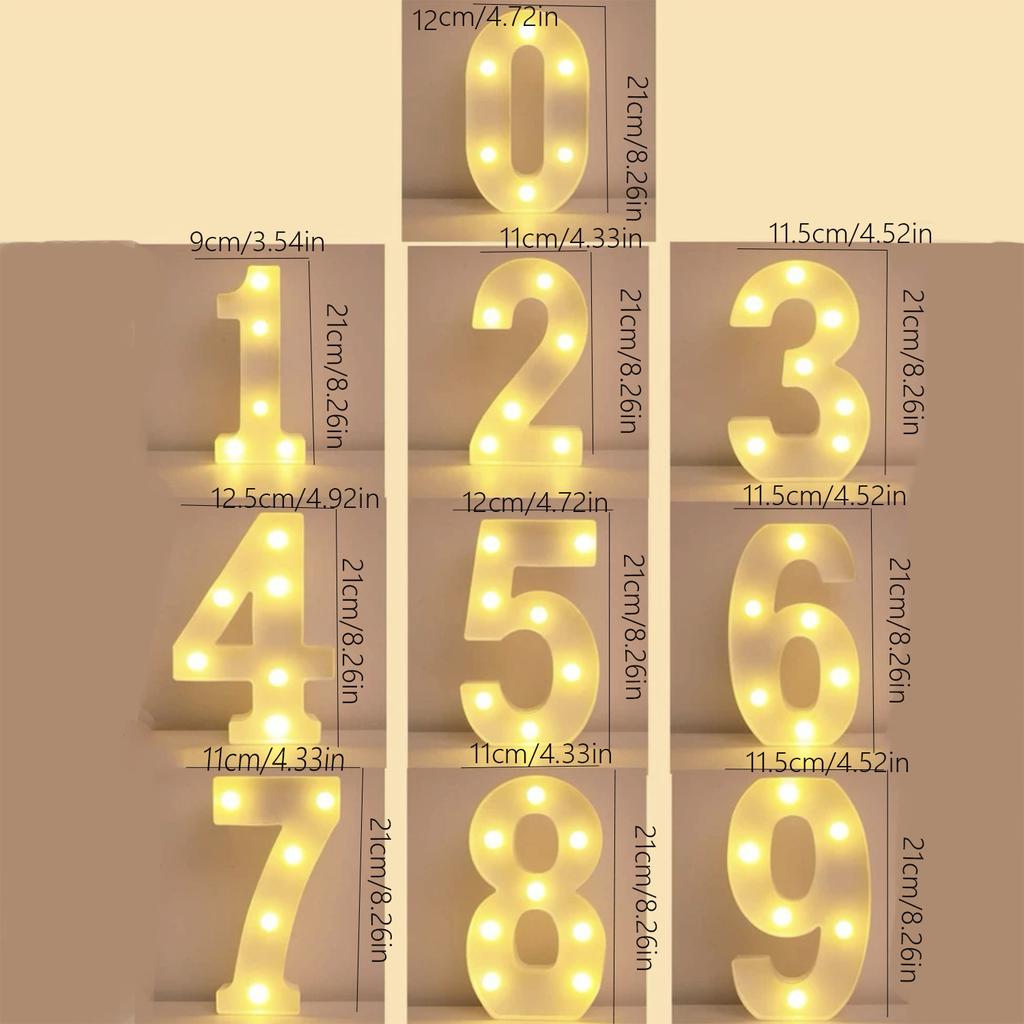 Number 0-9 LED Lights Luminous  Lamp Wedding Decorative Night Light Birthday Party Bedroom Home Decoration