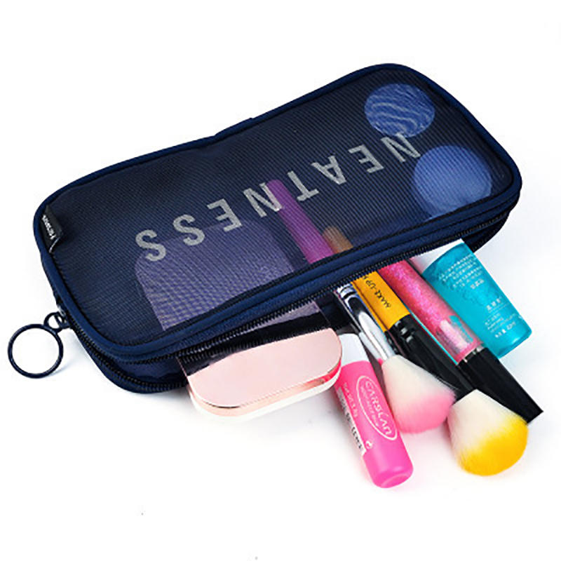 Transparent Mesh Makeup Bag Storage Case Zipper Make Up Bags 3 Size Women Travel Toiletry Wash Cosmetic Bag