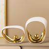 Abstract Ornaments Decorative Figurines Golden Geometric Office Ornaments Sculpture Ceramic Crafts Statues Home Decoration