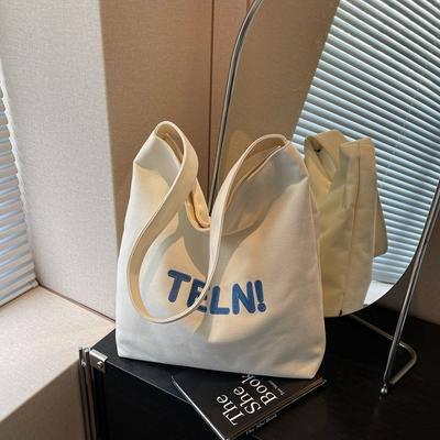 Canvas Bag Women's Large Capacity 2025 New Summer Simple Versatile Shoulder Messenger Bag College Student Tote Bag