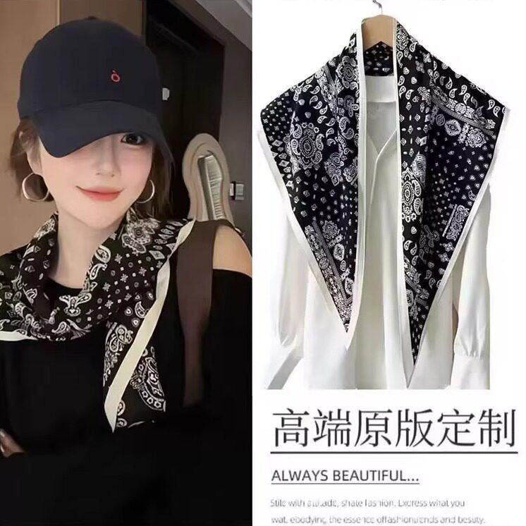 New simulated silk triangle scarf women's thin shawl spring and autumn versatile scarf high-end small scarf light luxury silk scarf