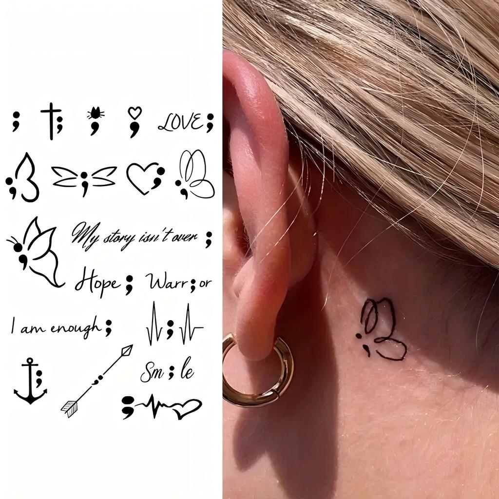 1 Hoja Araña Letra Flor Patrón Pequeño Tatuajes Temporales Para Mujeres Dedo, Pegatina de Tatuaje Falso Realista de Larga Duración